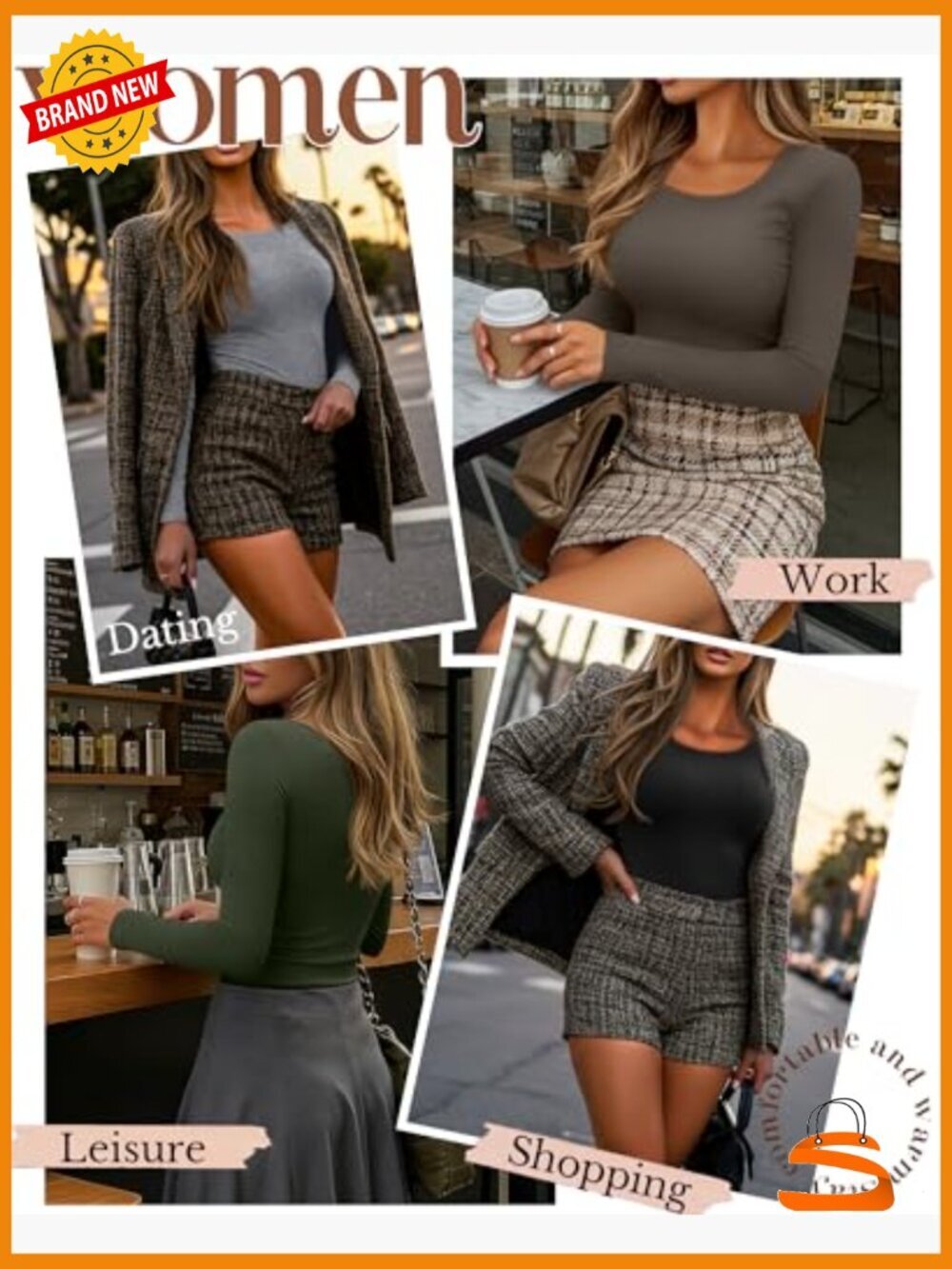 4 Pack Women's Fleece Lined Thermal Tops Long Sleeve Scoop Neck Base Layer - Picture 2 of 7